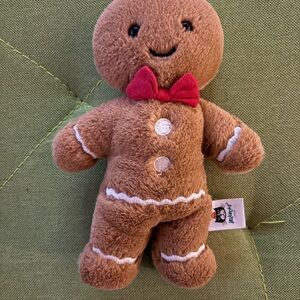 Jellycat Brown Gingerbread Plush with Red Bow